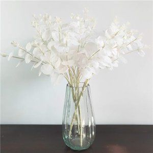 19" Faux Eucalyptus Leaves Stems Fake Silver Dollar Eucalyptus Leaves Branches